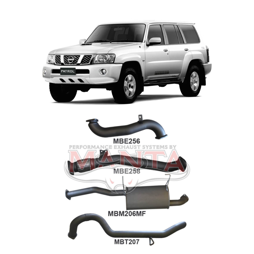 Manta 3in Turbo Back Exhaust - Nissan Patrol GU Y61 3.0L ZD30 Common Rail Turbo Diesel Ute 2008-2017