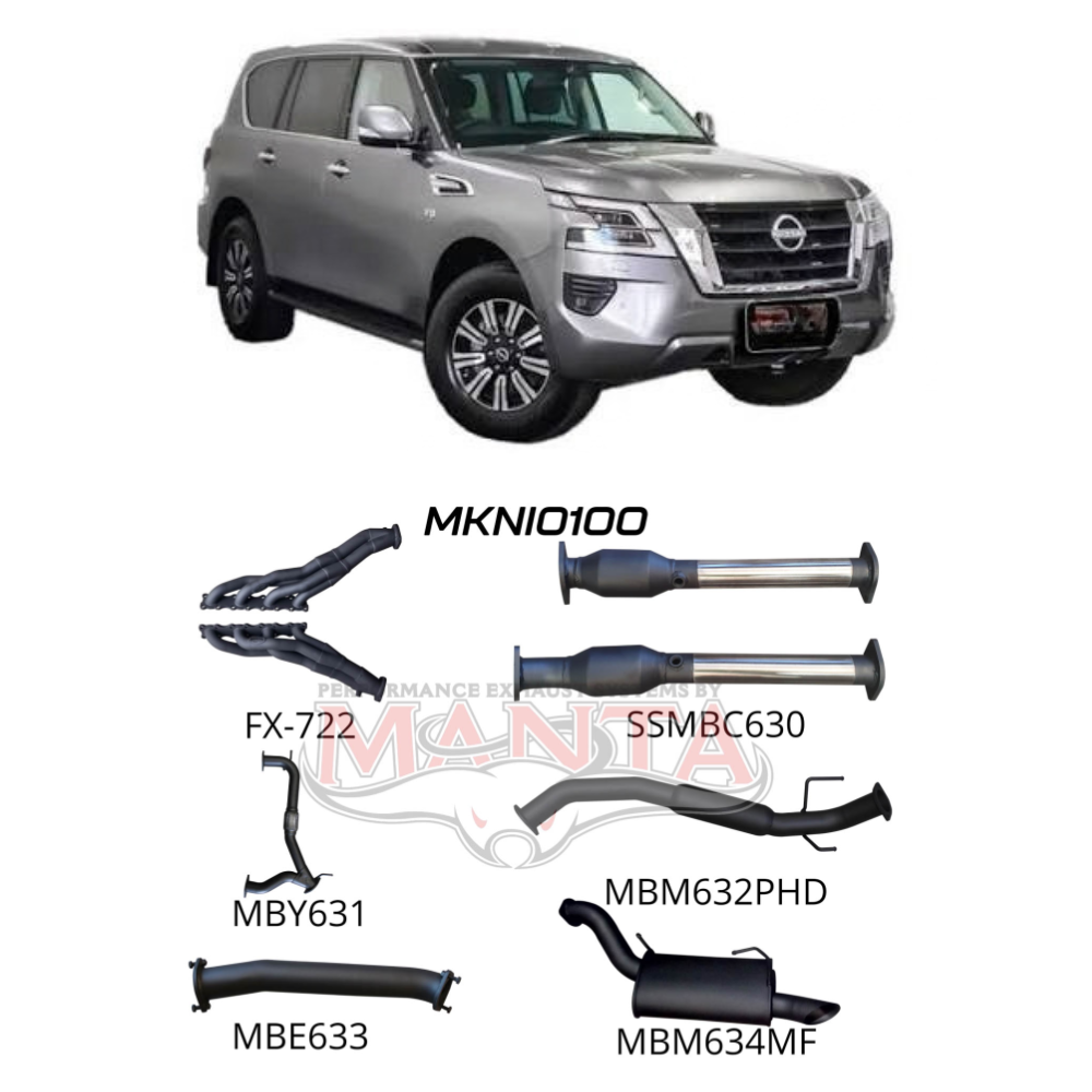 Manta 3in Exhaust - Nissan Patrol Y62 5.6L VK56VD V8 Petrol Wagon 2012-Current