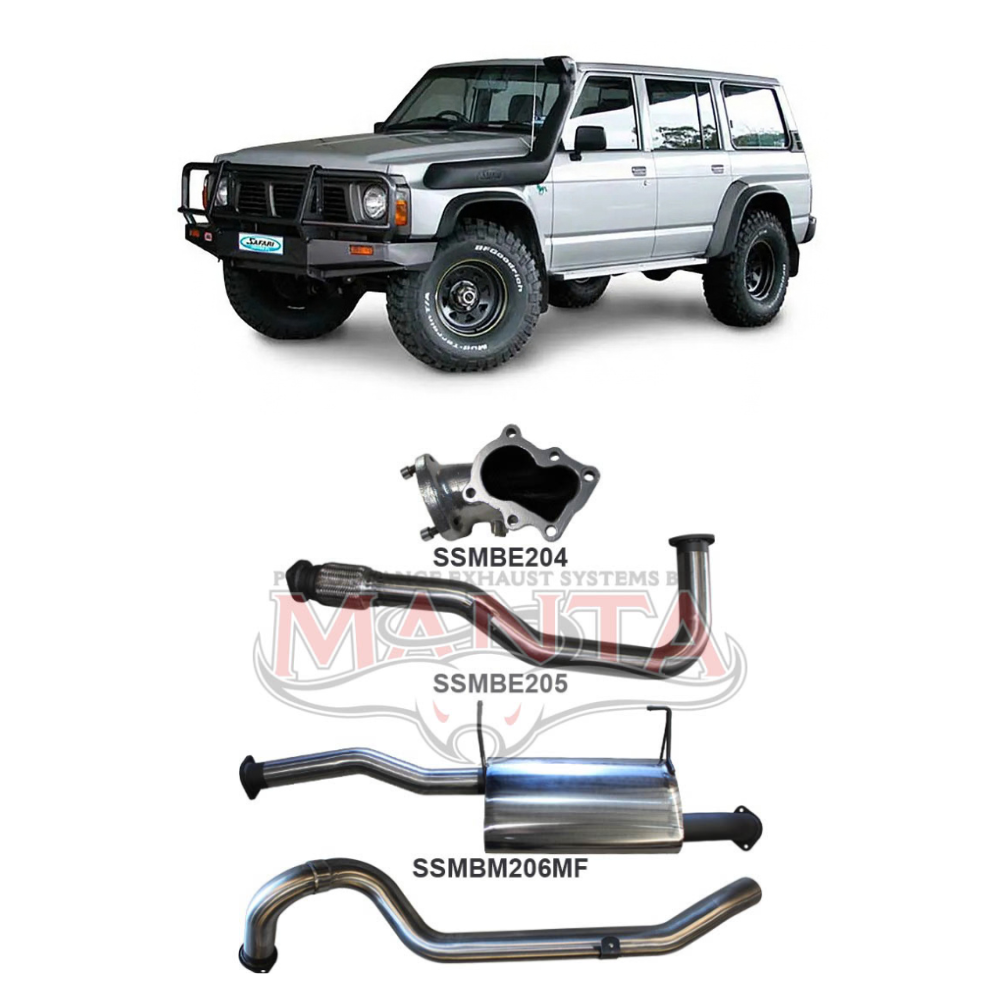 Manta 3in Turbo Back Exhaust - Nissan Patrol GQ Y60 3.0L RB30 Petrol Wagon 1992-1997
