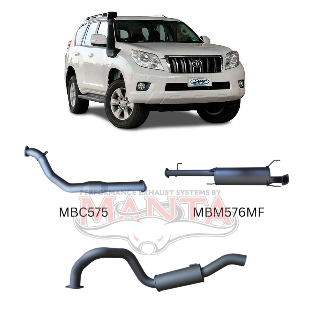 Manta 3in Turbo Back Exhaust - Toyota Prado KDJ120R KDJ150R 3.0L 1KD-FTV Turbo Diesel 2007-2015