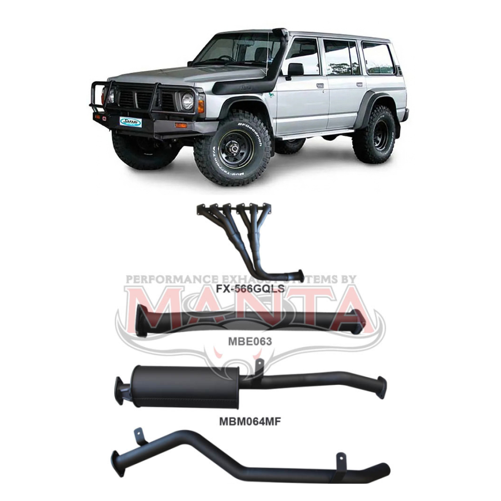Manta 2.5in Full System Exhaust - Nissan Patrol GQ Y60 4.2L TD42 Diesel & TB42 Petrol Leaf Spring Ute 1988-1999