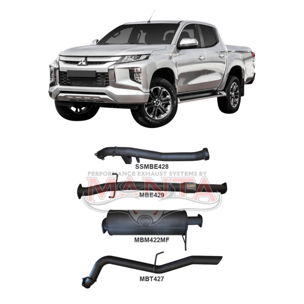 Manta 3in Exhaust - Mitsubishi Triton MQ MR 2.4L 4N15 Turbo Diesel DPF 2015-Current