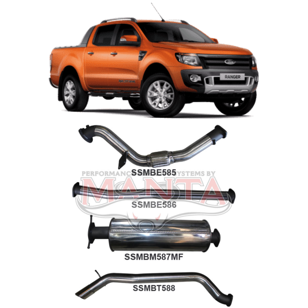 Manta 3in Turbo Back Exhaust - Ford Ranger PX 3.2L P5AT Turbo Diesel 2011-2016