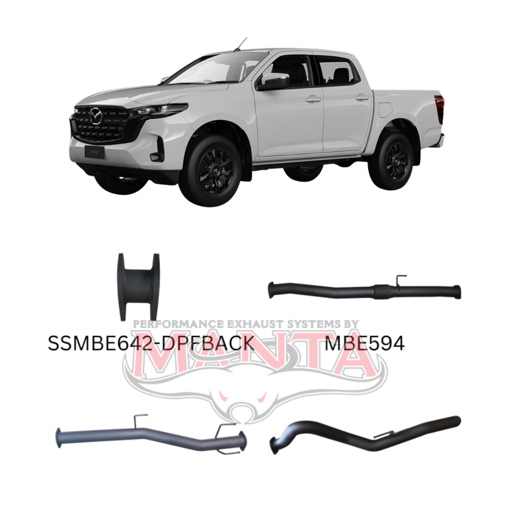Manta 3in DPF Back Exhaust - Mazda BT-50 1.9L RZ4E Turbo Diesel DPF 2021-Current