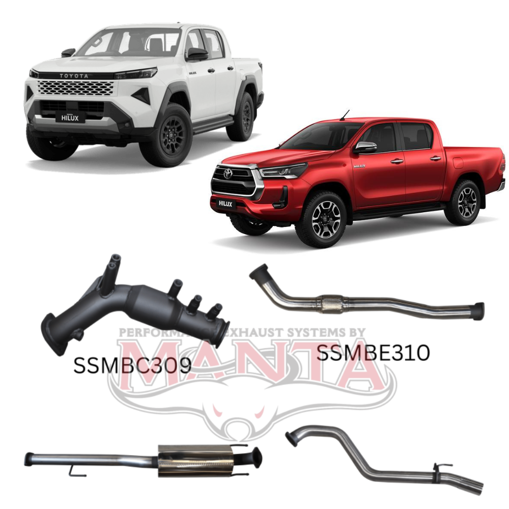 Manta 3in Exhaust - Toyota Hilux GUN126R N80 2.8L 1GD-FTV Turbo Diesel 2015-Current