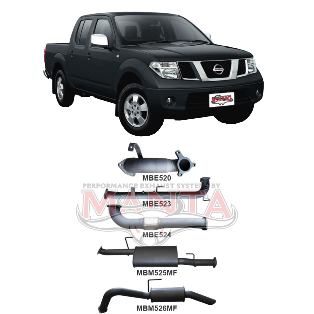 Manta 3in Turbo Back Exhaust - Nissan Navara D40 2.5L YD25 Turbo Diesel Automatic DPF 2005-2007