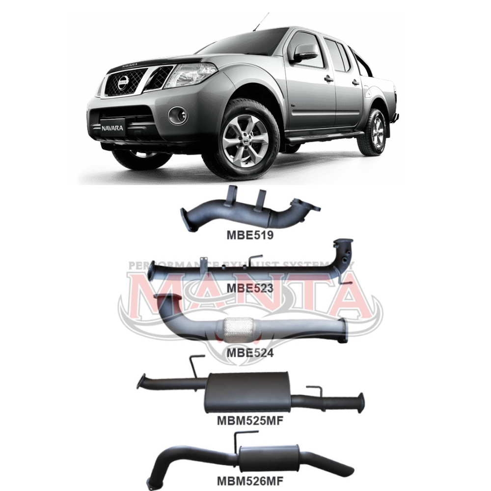 Manta 3in Turbo Back Exhaust - Nissan Navara D40 2.5L YD25 Turbo Diesel Spanish Built Manual & Auto No DPF 2007-2015