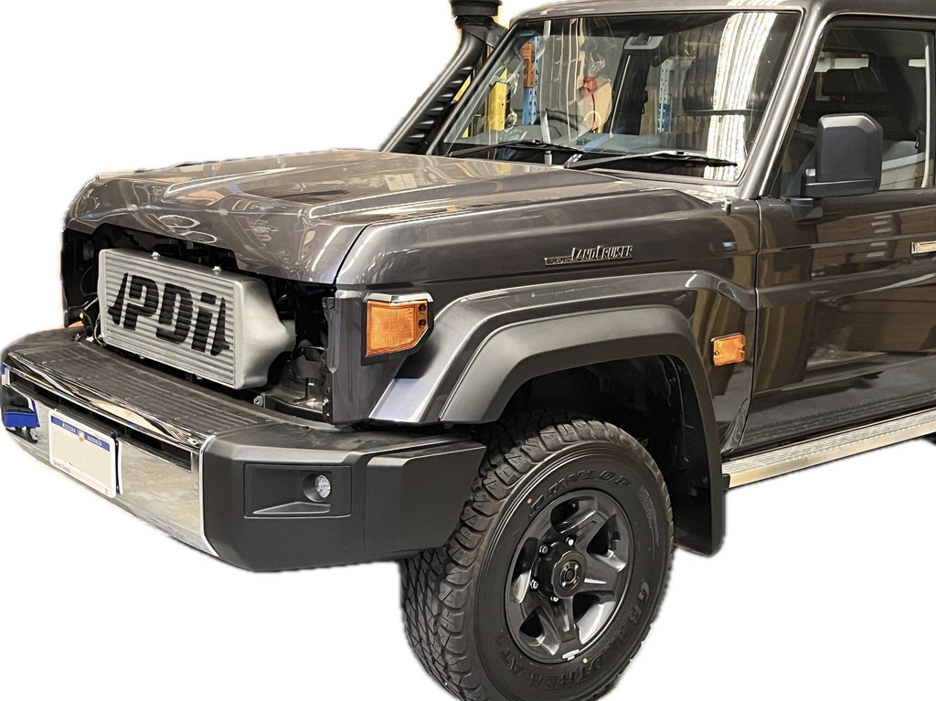 PDI front mount intercooler fitted to a 2023+ facelift LandCruiser 79 Series