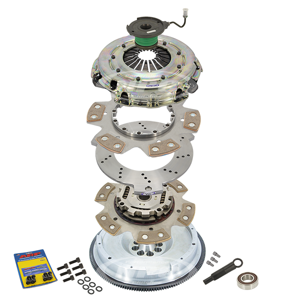 NPC 260mm Carbotic Button Twin Plate Sprung Center (replaces factory dual-mass flywheel) - Ford Mustang GT 2017-Current