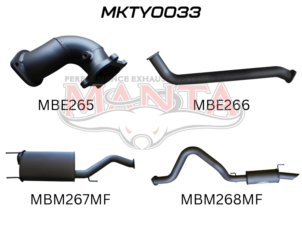 Manta 3in aluminised steel turbo back exhaust components for Toyota Landcruiser HDJ100 1HD-FTE