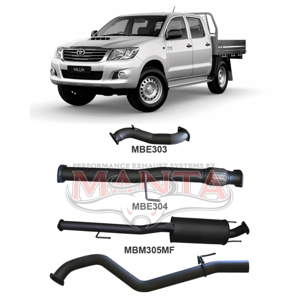 Manta 3in Turbo Back Exhaust - Toyota Hilux N70 KUN26R/KUN16R 3.0L 1KD-FTV D4D 2005-2015