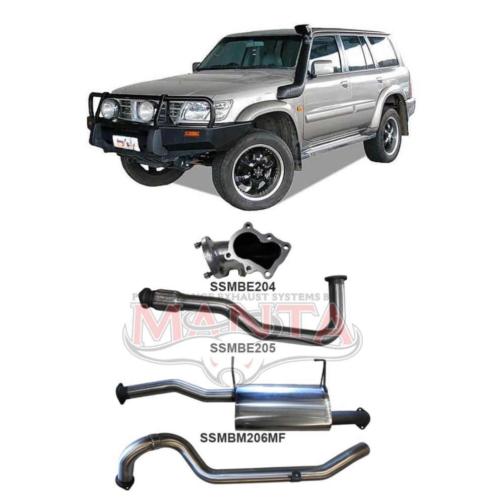 Manta 2.5in Exhaust - Nissan Patrol GU Y61 4.2L TD42T Turbo Diesel Wagon 1997-2007