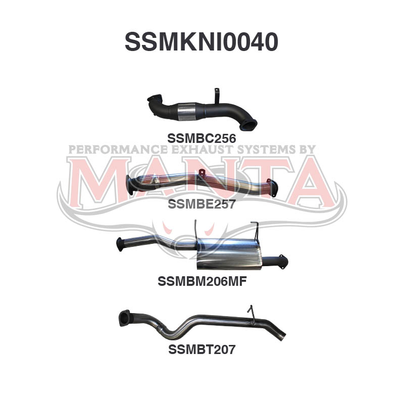 Manta 3in stainless steel turbo back exhaust components for Nissan Patrol GU ZD30
